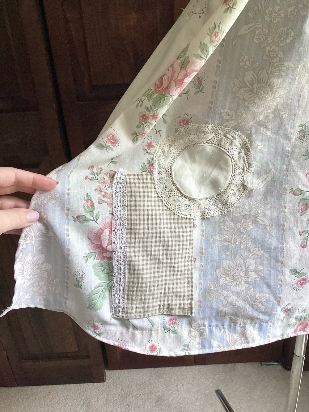 Handmade Patchwork Eyelet Tank Top OS Upcycled Reworked - Picture 12 of 15